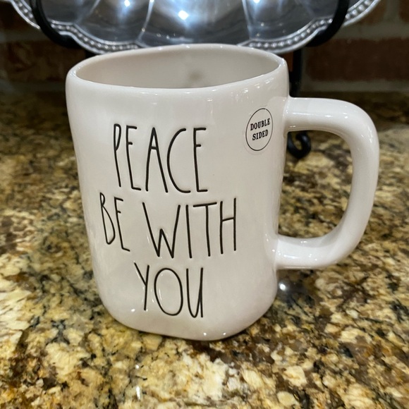 Rae Dunn PEACE BE WITH YOU double sided mug 3d Cross 19.5 oz - brand new! - Picture 2 of 4